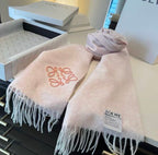 Soft fog powder jacquard embroidered fringed scarf, soft warm shawl in autumn and winter, temperament commuting versatile scarf