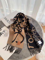 Autumn and winter two-color art font fringed scarf, soft and warm shawl, commuter casual versatile scarf, product details