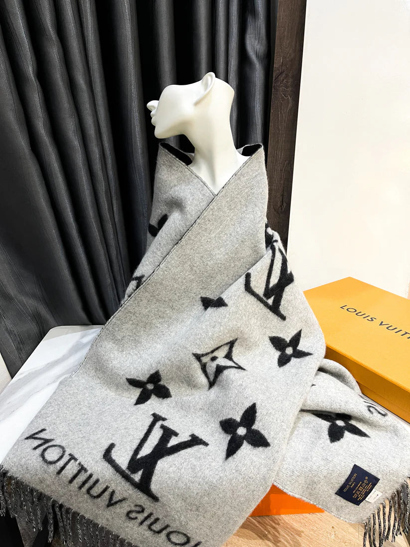 Luxury Reversible Monogram Knit Scarf